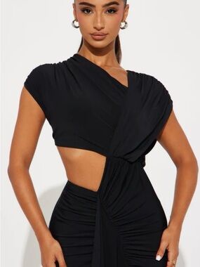 Fashion Nova Black Draped Cutout dress